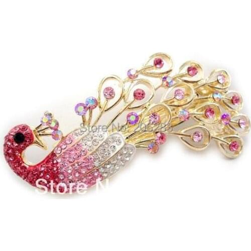 Fashion elegant crystal women Barrettes peacock hairpin B1340