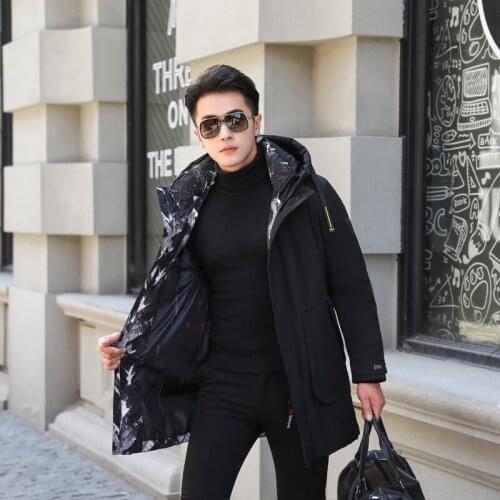 For -30 degrees Mens Winter Coat 2019 New Long Warm Hooded Stand Colladuck Men Duck Down Jacket High Quality Parkas Black 4XL