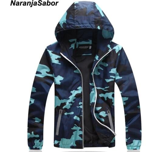 NaranjaSabor 2020 Spring Autumn Mens Camouflage Jackets Casual Hooded Slim Coat Fashion Male Camo Outerwear Brand Clothing N406