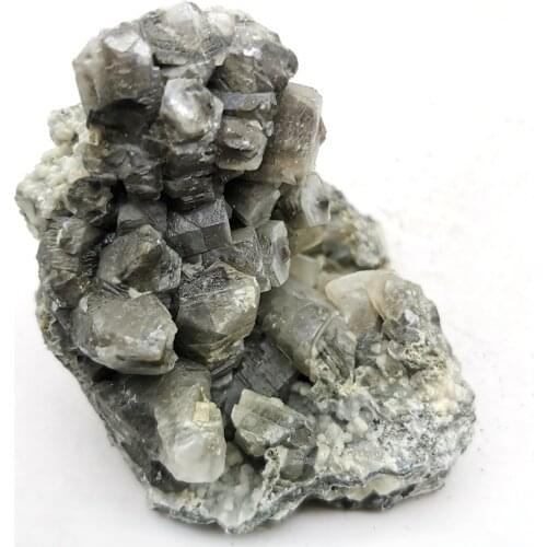 314g Natural Fluorescent Calcite Grey Columnar Calcspar Skeletal Rough Quartz Crystal Cluster Geology Minerals Specimen