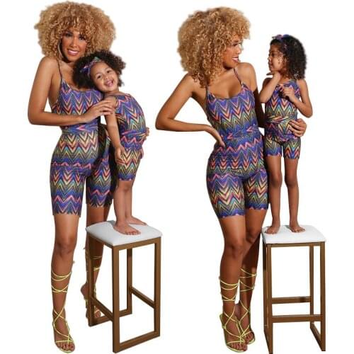 Womens 2021 Summer New Wave Stripe Parent-child Casual Swimsuit mother daughter swimwear kids outfits big sister little siste