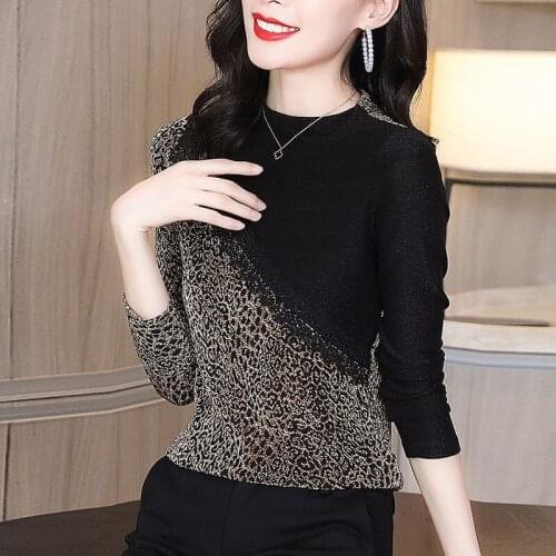 Autumn Women Sexy T-Shirt Fashion Casual Women Leopard Print Long Sleeves Loose Tee Shirt Women Tops Tees Plus Size 4XL Y127