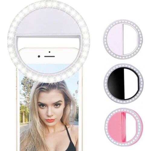 Portable LED Selfie Ring Light Mobile Selfie Lamp for iphone Xiaomi Clip Lampe Selfi Telephone Lampa Lens Live Photography Lampe