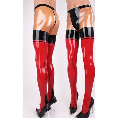 Multicolor Latex Leggings Mens Sexy Skinny Rubber Trousers Plus Size
