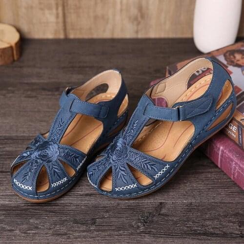 Lucyever Womens Sandals 2021 Summer Rome Retro Hollow Out Wedge Platform Ladies Shoes Hook Loop Embroidery Sewing Female Sandal