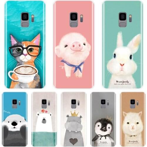 Soft Back Cover For Samsung Galaxy S5 S6 S7 Edge S8 S9 Plus Pink Pig Bear Phone Case Silicone For Samsung Galaxy Note 4 5 8 9