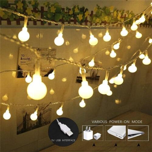 3M 6M 10M Cherry Balls LED Fairy String Lights Battery USB 220V 110V Operated Wedding Christmas Outdoor Room Garland Decoration