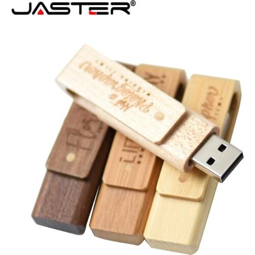 JASTER hot USB2.0 Wood rotation flash drive USB 4GB 8GB 16GB 32GB 64GB pen drive wedding commemorative U disk