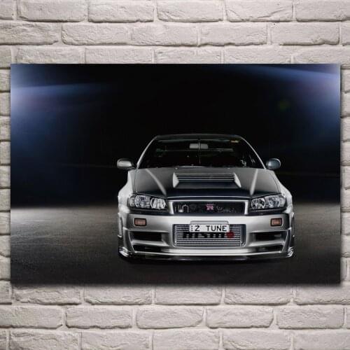 Vehicle artwork Skyline R34 super sport car fabric poster living room home wall decorative canvas silk art print KL066