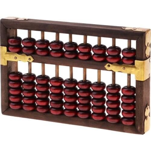 Vintage Chinese Wooden Abacus Arithmetic Calculate 9 Digits