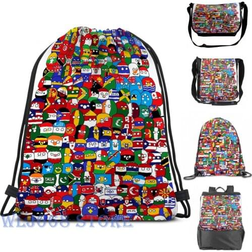 Funny graphic print shoulder Bags women countryball Single shoulder backpack travel for men Gym Bag