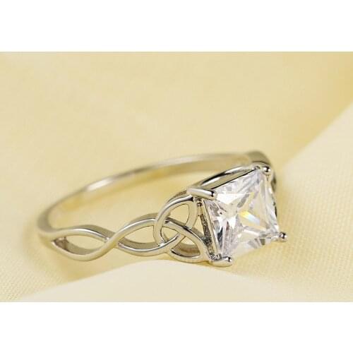 ZHOUYANG Wedding Engagement Ring For Women 4 Claws Zircon Thin Temperament Winding Silver Color Fashion Gift Jewelry DZR023