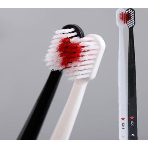 2pcs/Pack Soft-bristle Toothbrush Black White Heart Couple Brush Teeth Eco Friendly Nano Adults Toothbrush Dental Care Kid Brush