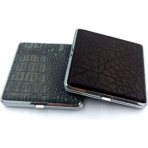 1pcs Man Gift Smoking Case PU for 20 Cigarettes Metal Portable 9.6*9.6*1.8cm Smoke Storage Case Smoke Case