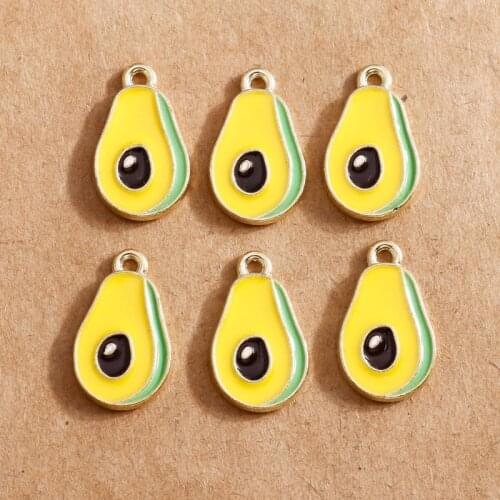 10pcs 10*17mm Enamel Fruits Avocado Charms for Jewelry Making Cute Earring Pendant Necklace Bracelet DIY Jewelry Findings