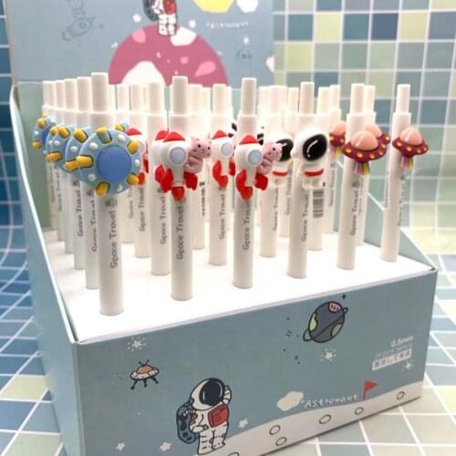 2pcs /lot Space Astronaut Silicone Press Gel Pen Student Stationery 0.5mm Black Ink
