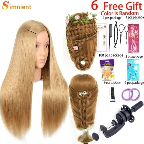 27inch Hairdresser Mannequin Head 100% High Temperature Firber Colorful Hair Doll Heads Nice Hairdressing Training Head Dummy
