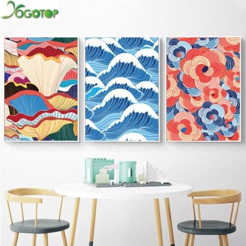 Abstract Art Colorful Sea Wave Landscape Wall Art Nordic 5D DIY Diamond Painting Full Drill Mosaic Diamond Embroidery YY2234