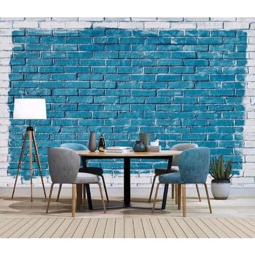 Large 3D wallpaper mural custom Nostalgic stucco blue brick wall living room bedroom TV background wallpaper mural 3d