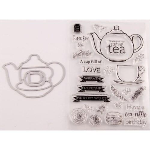 Tea Seal Stamp With Cutting Dies Stencil Set DIY Scrapbooking Embossing Photo Album Decorative Paper Card Craft Art Handmade