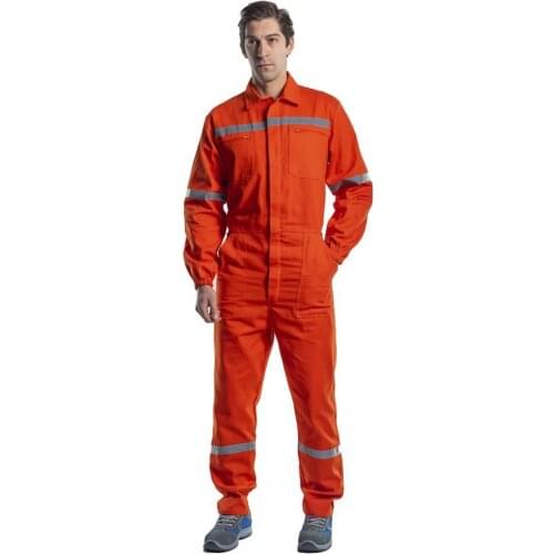 Reflective Orange Coveralls, Cotton, Wear to Work, Work Overalls, 100% Cotton-55E1805