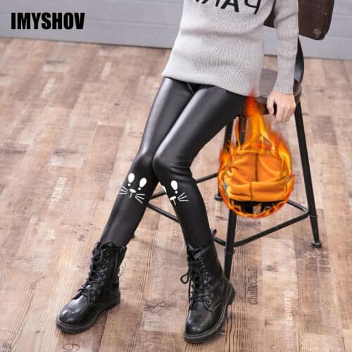 Faux Leather Kids Warm Winter Girls Leggings For Girls Thick Pants Toddler Christmas Trousers Children Legins Baby Girl Clothes