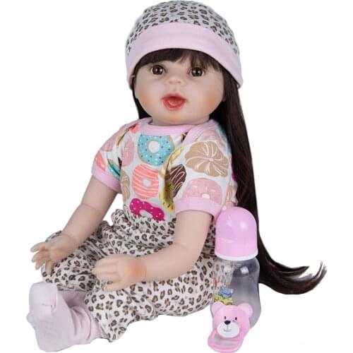 Long Hairstyles 55 Cm Toddler Reborn Baby Doll Clearance Cloth Body Girl Reborn Baby Doll Playmates Toy For Childrens Day Gifts