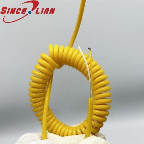 Two-core Spring Wire Slingshot Line Spiral Wire 2 Pin 0.15MM2 Connector Cable Undraw 1m Yellow Thermocouple Wire
