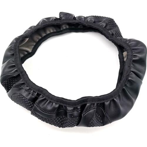 37-38CM Car Steering Wheel Cover Black Leather Breathable Anti-slip Car Accessories