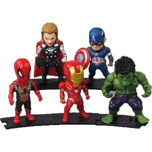 5pcs/set Marvel Avengers :unlimited war tanos iron man spider man captain American Hulk PVC action doll