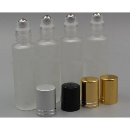 15ml Glass Frosted Perfume Roller Roll on Bottle Steel bead Parfum Sample Refillable Empty Ball Vials F184