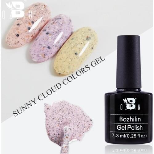 BOZLIN 7.3 ML Cloud Sunny Color Gel Varnish UV Gel Polish Lacquers 8 Colors Bright Long Lasting Nail Art Tools Top Base Gel
