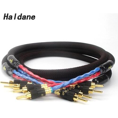 Haldane Pair HIFI Golden Plated Banana Plug Cable Speaker Audio Cable Audiophile OFC &silver G5 Speakon Wire Cables