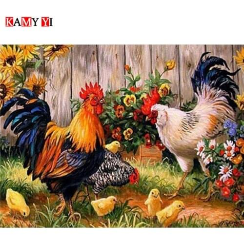 KAMY YI Full Square/Round Drill 5D DIY Diamond Painting"Cock Animals"Mosaic Stitch Diamond Embroidery Home Decor Gift HYY1