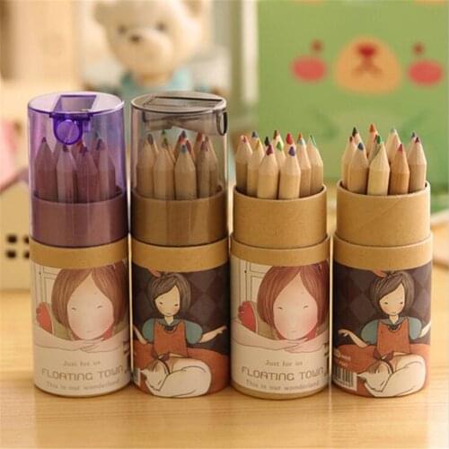 Kraft Paper Cartridges Multicolor Pencil 12 Colors Loading Sharpener Cover Drawing Color Of Lead Color Pencil 12 pcs/set