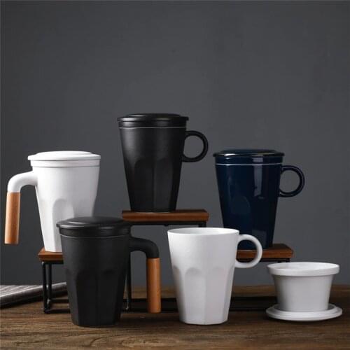 Stoneware Creative Japanese-ins Ceramic Mug with Lid with Strainer Tea Cups Office Cup of Tea Filter Tea Cup Coffee Mugs