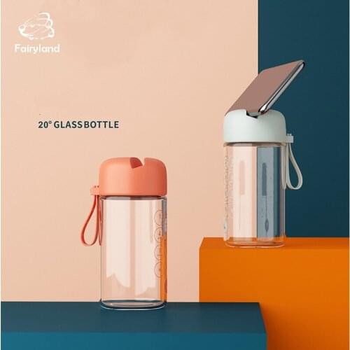 Creative Water Cup Phone Stand Outdoor Portable Multifunction high borosilicate glass Cup Phone Mount Holder Bottle With Lid