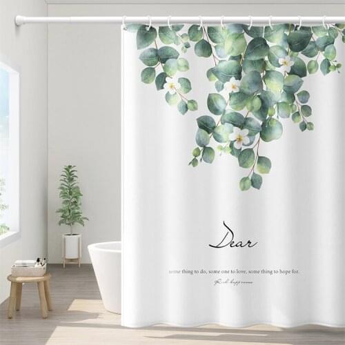 Fashion Art Shower Curtain Waterproof Fabric Washable Plant Polyester Shower Curtain Simple Elegant Rideau Bathroom Decor DI50YL
