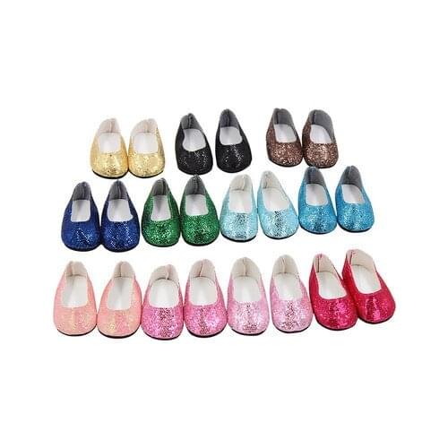 Fashion Sequin Shoes Fit 18 Inch American&43cm Baby New Born Doll Clothes Accessories,Girls Toys