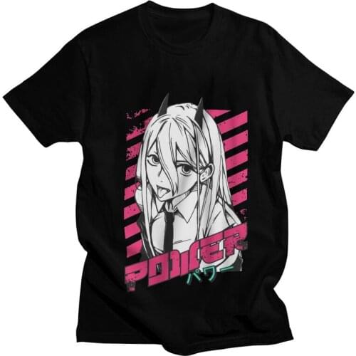 Male Power Chainsaw Man T Shirt Short Sleeved Cotton Tshirts Fashion T-shirt Printed Harajuku Anime Manga Tee Tops Apparel