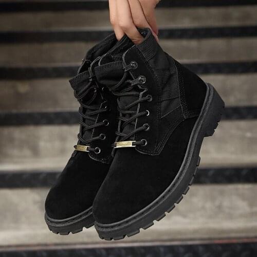 Suede Genuine Leather Fashion Winter Boots Men Shoes for Mens Ankle Rock Thick Sole Hip Hop Streetwear Male Sneakers Boot Male