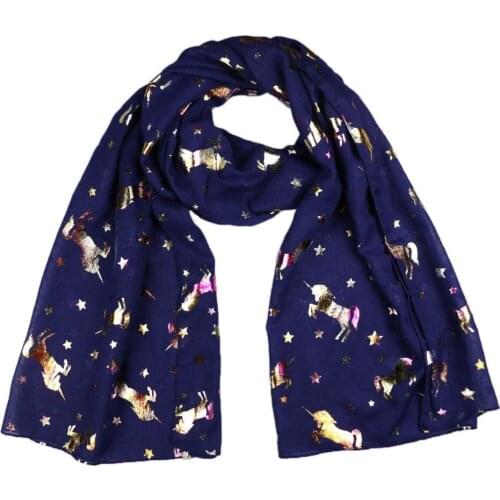 2019 New Fashion Unicorn And Star Print Scarves Shawls Muslim Animal Wrap Scarf Muffler Islamic Hijab 3 Color Free Shipping