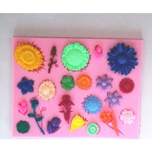 New Flowers Set F0314 Fondant Mold Silicone Sugar mold Craft Molds gumpaste flowers Cake Decorating