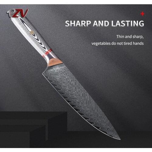 PZV Damascus Steel Chef Knife Japanese VG10 Core Blade Razor Sharp Kitchen Knives The chef Knife G10 Handle High-end Gift Box
