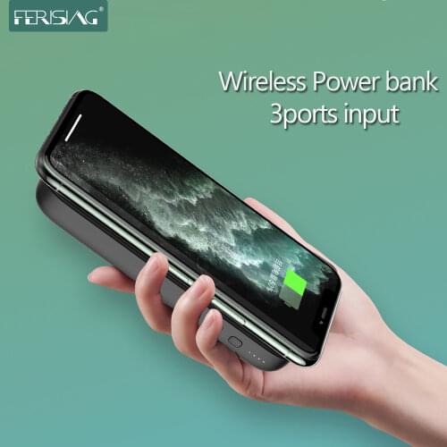 FERISING Wireless 3port Power Bank 5000mAh Portable PowerBank USB Typc C External Battery Charger for iPhone 12 mini Pro Xiaomi