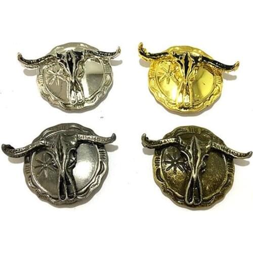 Skull Cow Head Buckle For Bags Wallet Belt Leather Goods Decorative 3D Metal Coins Diy Fashion Clothing Decor New Year Gifts