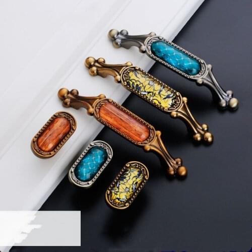 Luxury Vintage Furniture Handle Crystal+Zinc Alloy Elegant Cabinet Knobs and Handles Wardrobe Cupboard Door Handle Drawer Pulls