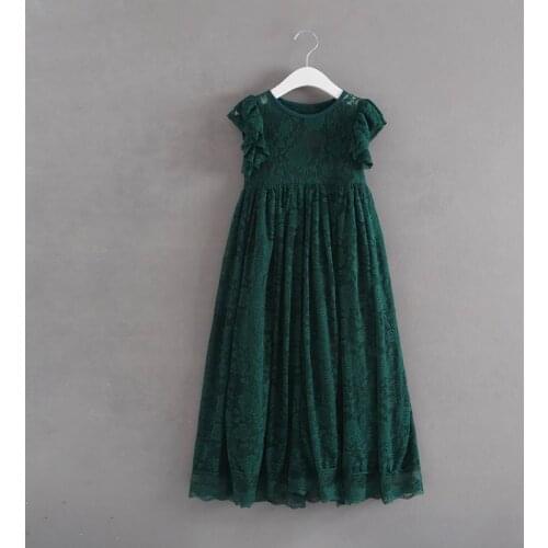 Retail New Year Christmas Girls Princess Dresses Red Green Ankle Length Party Dress Children Clothing 2-6Y E16893