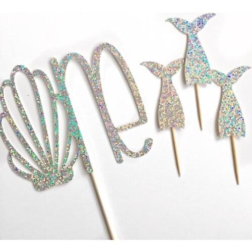 Custom Mermaid glitter Cake Topper|Mermaid 1st Birthday|Smash Cake|Mermaid Party Baby | Mermaid Decor | Under the Sea Party