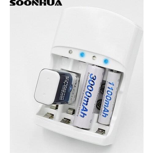 SOONHUA 4 Slot Foldable Intelligent Multi Battery Charger For AA/AAA Ni-MH/Ni-Cd Battery US EU Overpower Protection Plug